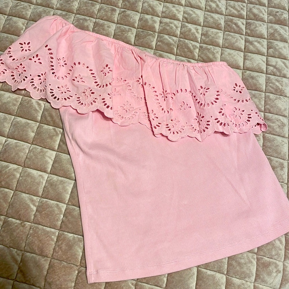 Old Navy one shoulder ruffle top pink size medium — NWOT